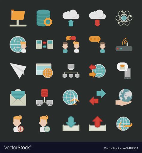 Communication icons with black background Vector Image