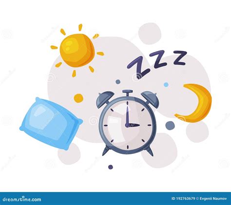 Sleep Alarm Clock, Sleep and Rest Mode Cartoon Style Vector ...