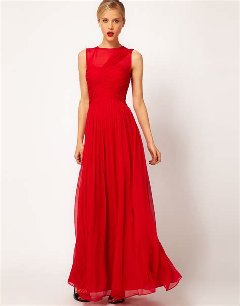 Mango Premium Maxi Dress in Red | Lyst