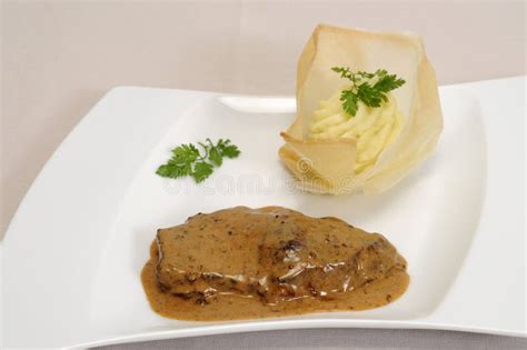 Steak with Black Pepper Sauce Stock Image - Image of shaped, meat: 23707601