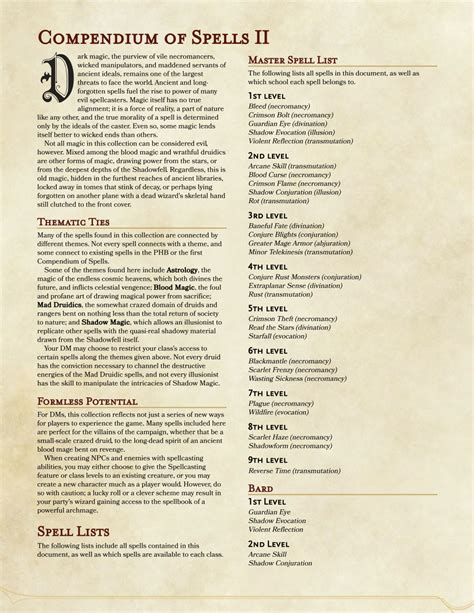 The Casual Writer — dnd-5e-homebrew: Compendium of Spells 2 by...