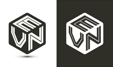 EVN letter logo design with illustrator cube logo, vector logo modern alphabet font overlap ...