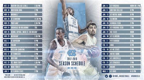 Printable Unc Basketball Schedule - prntbl.concejomunicipaldechinu.gov.co