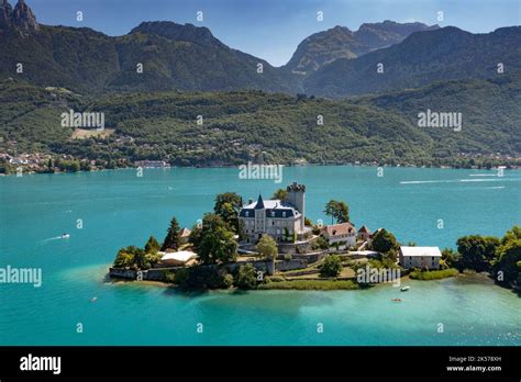 France, Haute-Savoie (74), Annecy, Duing, Duingt Castle (aerial view Stock Photo - Alamy