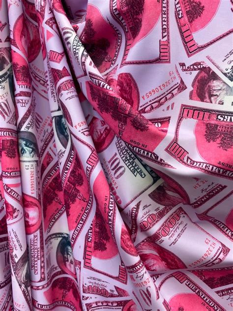 Pink 100 Dollar Bills Money Print Fabric Four way Stretch | Etsy