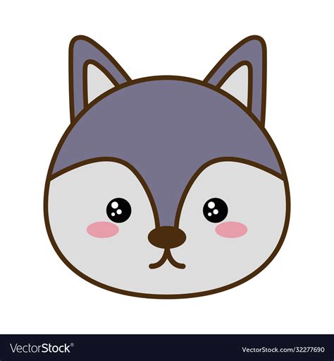 Cute wolf cartoon line and fill style icon Vector Image