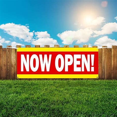 Now Open Banner Outdoor Indoor Signs Polyester Cloth Now Open Sign Hanging Banner Lawn Sign ...