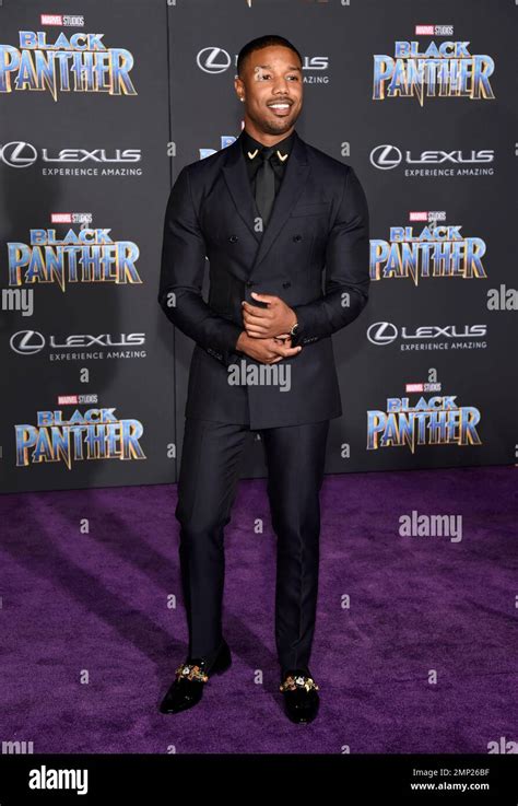 Michael B. Jordan, a cast member in "Black Panther," poses at the ...