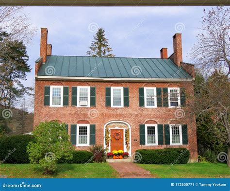 Red Brick Colonial Style Home Royalty-Free Stock Photo | CartoonDealer ...