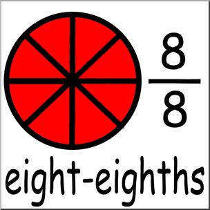 Clip Art: Labeled Fractions: 08 8/8 Eight Eighths Color I abcteach.com