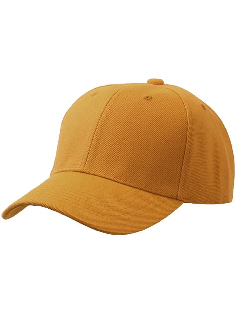 Men's Plain Baseball Cap Adjustable Curved Visor Hat - Gold - Walmart.com