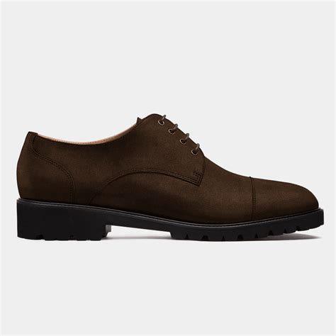 Cap toe Derby shoes - brown suede