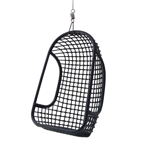 Indoor Rattan Hanging Egg Chair In Black - Hanging Chairs | Cuckooland