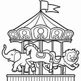 Merry Go Round Line Art Sketch Coloring Page sketch template