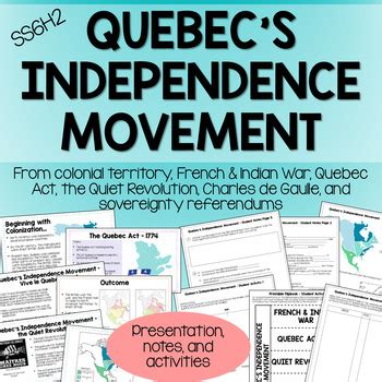 Quebec's Independence Movement SS6H2 Canadian History by History with Mrs G