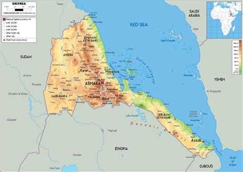 Eritrea Map (Physical) - Worldometer