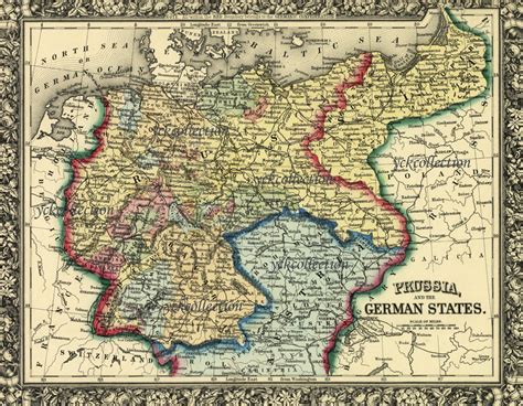 Buy Antique Map of Prussia and German States 1863 8 X 10 to 28 X 36 ...