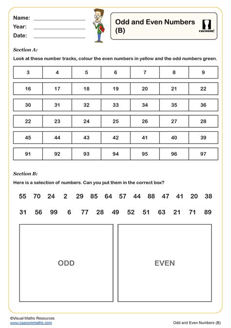 Odd and Even Numbers (B) Worksheet | Key Stage 1 PDF Number Worksheets