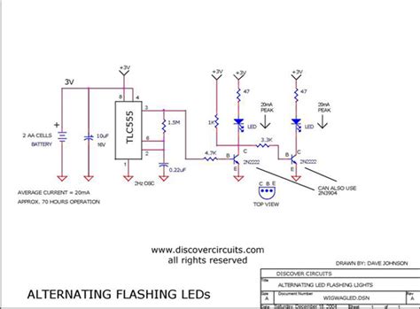 Wig/wag LED Flasher - LED_and_Light_Circuit - Circuit Diagram - SeekIC.com