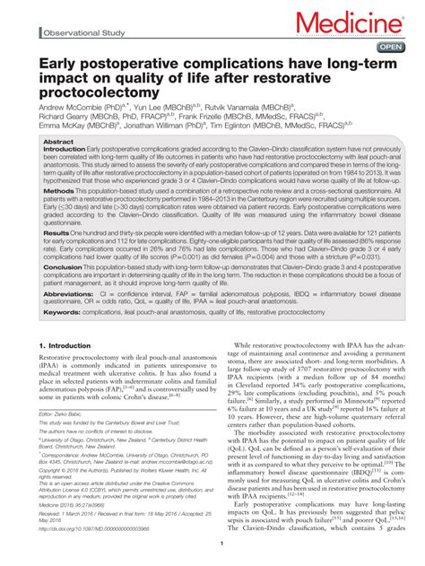 (PDF) Early postoperative complications have long-term impact on ...