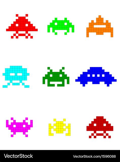 Coloured space invaders Royalty Free Vector Image