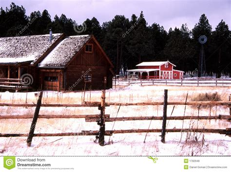 Log house in winter snow stock photo. Image of fence, forest - 1782948