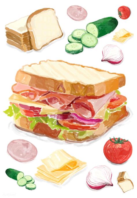 Hand drawn sandwich watercolor style | free image by rawpixel.com ...