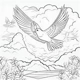 Premium Photo  Coloring Pages Of Birds Flying In The Sky With Clouds sketch template