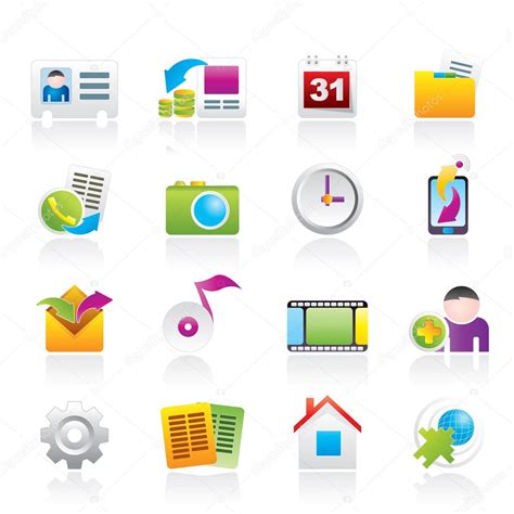 Mobile phone menu icons — Stock Vector © stoyanh #6370286