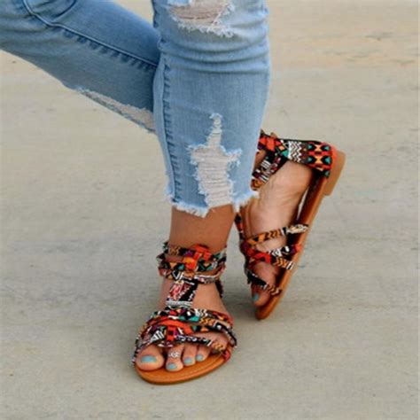 Women Casual Bohemian Style Colorful Flat Sandals Summer Beach Shoes WT88 02 | eBay