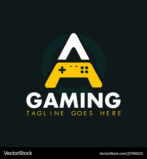 Gaming logo with letter a and gamepad Royalty Free Vector