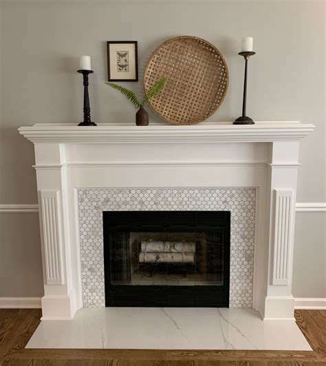 Marble Mosaic Fireplace | White fireplace surround, Living room decor fireplace, White fireplace