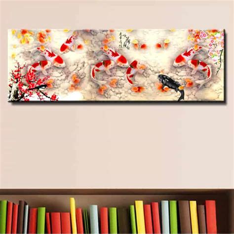 Exclusive 9 Koi Fish Painting Feng Shui (Print on canvas)