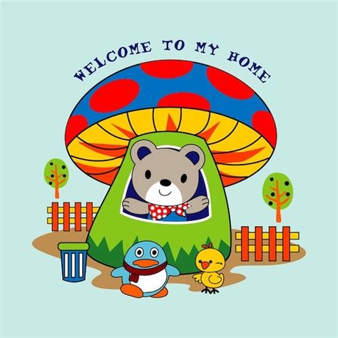 Premium Vector | Cute bear house design cartoon vector illustration