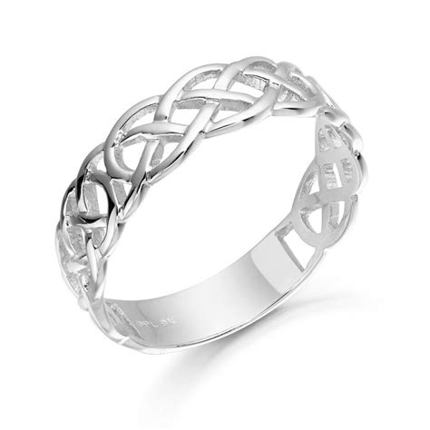 White Gold Celtic Ring crafted by Claddagh Ring Jewelry in Ireland.