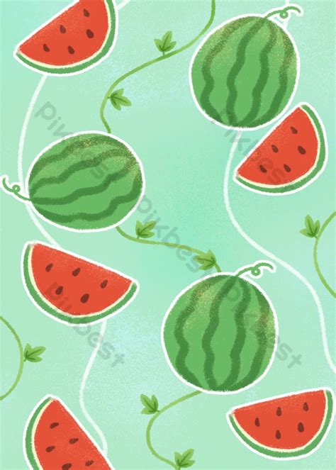 Cute Watermelon Cartoon Style Background | PSD Free Download - Pikbest