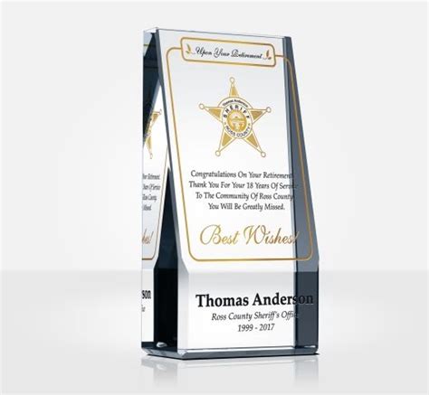 Sheriff Retirement Plaques and Quote Samples - DIY Awards