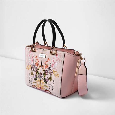 Lyst - River Island Pink Floral Embroidered Tote Bag in Pink