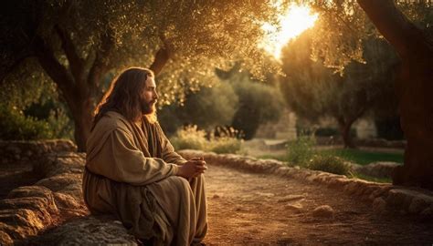 Photograph of Jesus praying in the garden of Gethsemane. 22606914 Stock Photo at Vecteezy