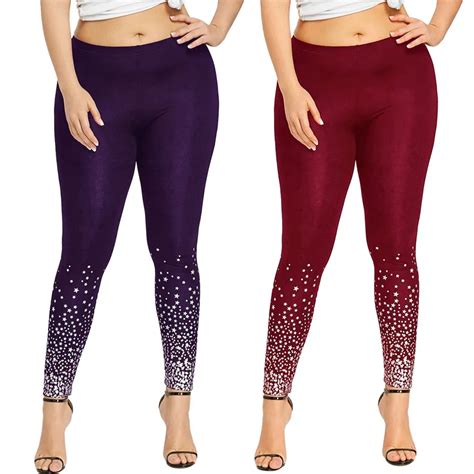 Women's High Waist Yoga Pants Women Sport Casual Pants Lady Plus Size Stars Print Leggings Yoga ...