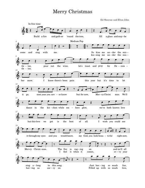 Merry Christmas – Ed Sheeran Merry Christmas Sheet music for Vocals ...