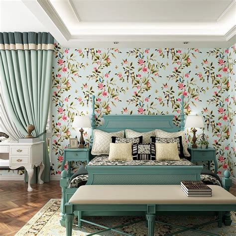 American Vintage Floral Bedroom Wallpaper - Walling Shop