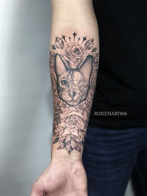 Cat flower rose arm tattoo sleeve by artist roxiehart666 | Rose tattoo on arm, Tattoos, Body art ...