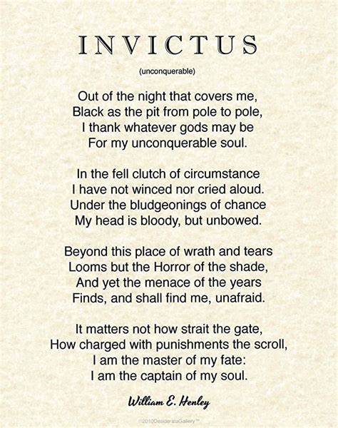 Brand, Invictus Poster Quote 11 x 14 written by William E. Henley in 1875 (Border, Card Stock ...