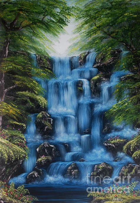 Waterfall Oil Painting by Avril Brand