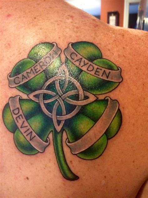 Shamrock and Celtic knot with my boys names. My first one love it ...