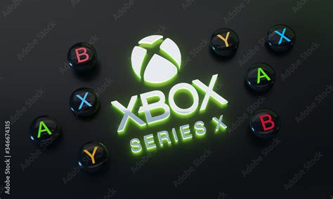 Xbox Series X Logo Glow Around Joystick Button on Dark Background Stock ...