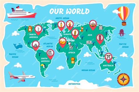 Printable World Map With Countries For Kids