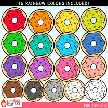 Rainbow Donuts Clip Art by LittleRed | TPT