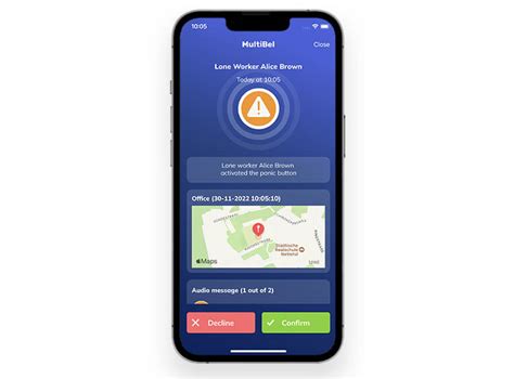 Lone worker System - Lone worker App on smartphone - MultiBel